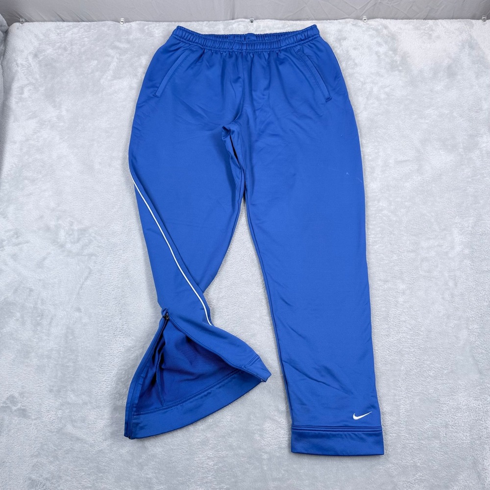 Vintage Nike Team Track Pants Womens Large Blue Dri-FIT Ankle Zip Athletic Gym